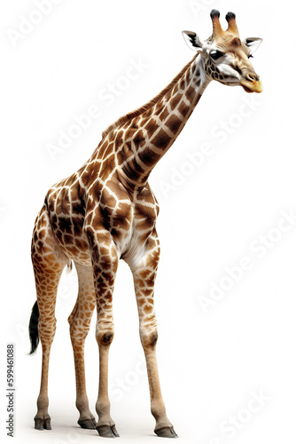 Giraffe isolated on white background. Photorealistic generative art.