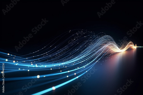 Abstract Wave/Exponential Curve Background, Startup Company Tech Fiber-Optic Network Data Transfer. Generative AI