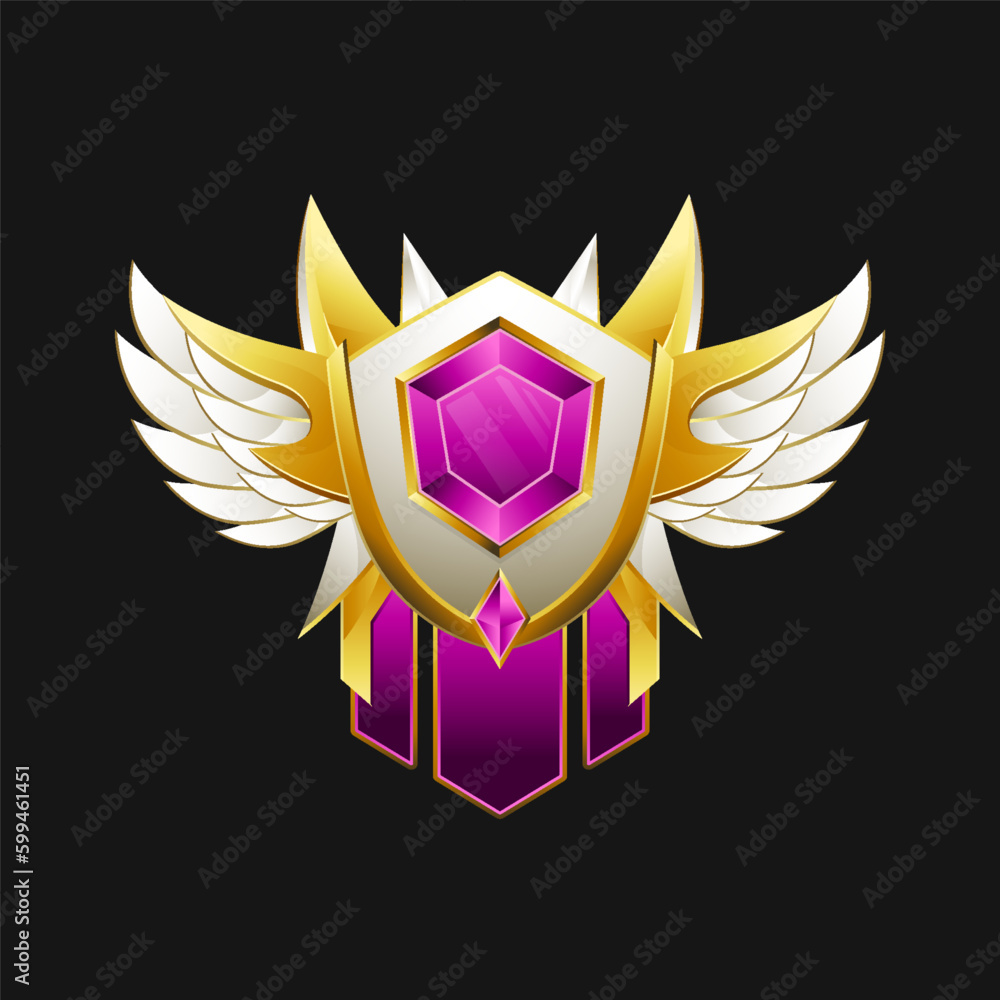 golden winged game logo badge template golden winged game logo badge template