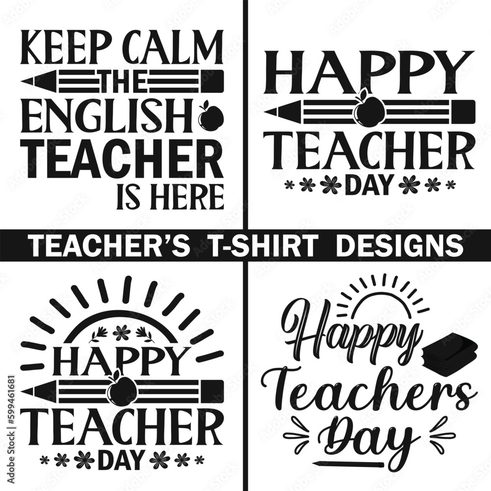 Fototapeta premium Vector Happy Teacher's day T-shirt Design.