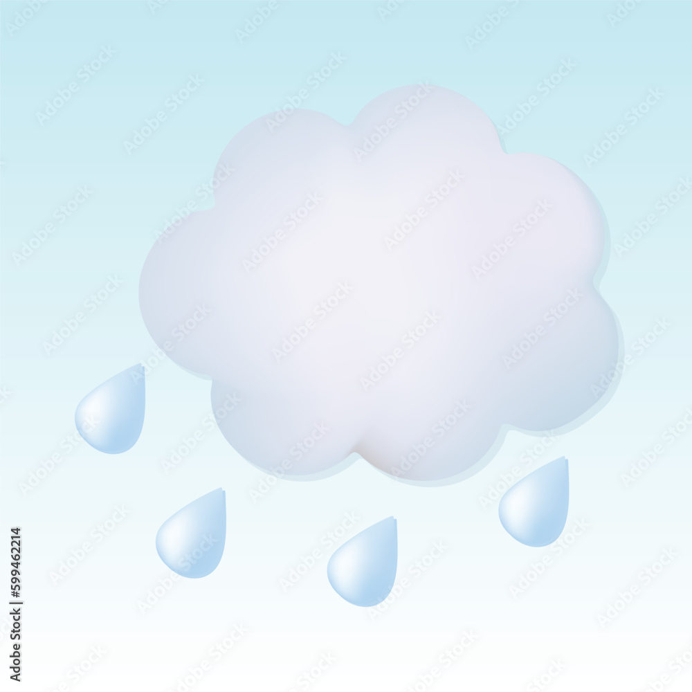 Rain and cloud. Cute pastel cartoon of weather symbol. 3D vector illustration isolated on blue background. Rain and cloud. Cute pastel cartoon of weather symbol. 3D vector illustration isolated on blue background.