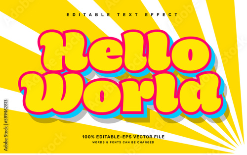Hello world editable text effect template