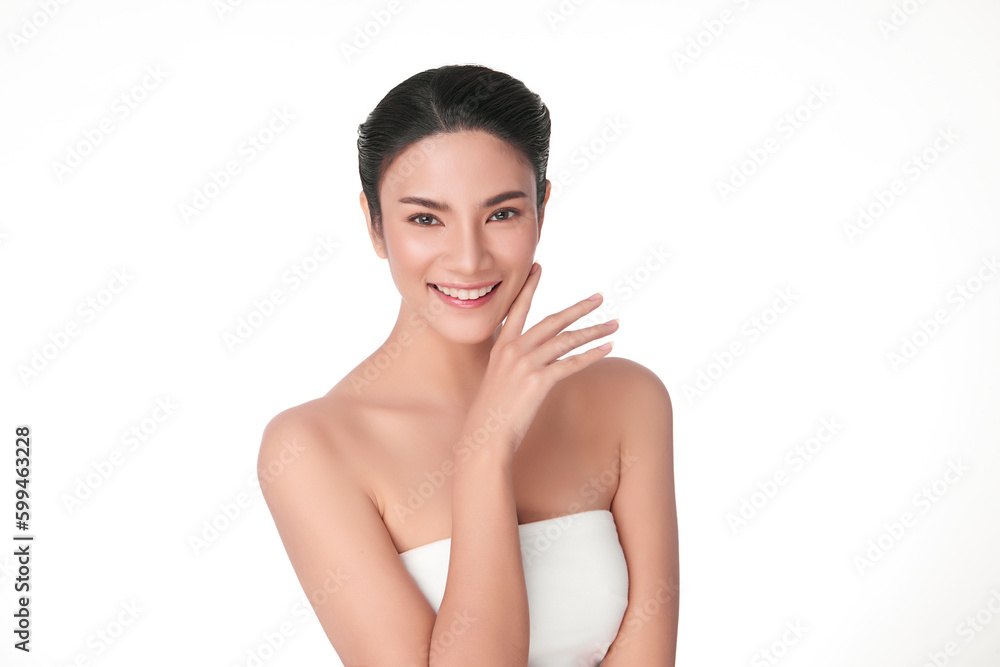 Beautiful young asian woman with clean fresh skin on white background, Face care, Facial treatment, Cosmetology, beauty and spa, Asian women portrait. Beautiful young asian woman with clean fresh skin on white background, Face care, Facial treatment, Cosmetology, beauty and spa, Asian women portrait.