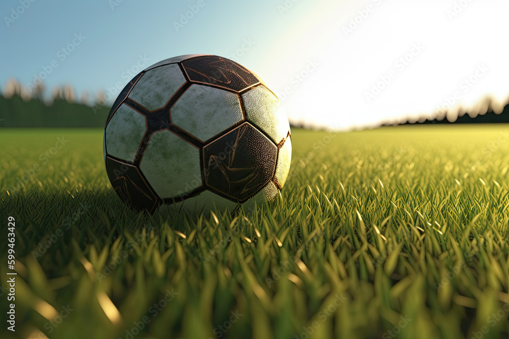 Fototapeta premium Soccer ball on the green field