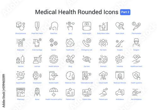 Dark grey color Medical Health Rounded Icons