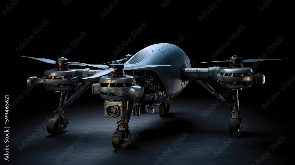 Fototapeta premium Unmanned military aerial remotely-piloted drone. Generative AI