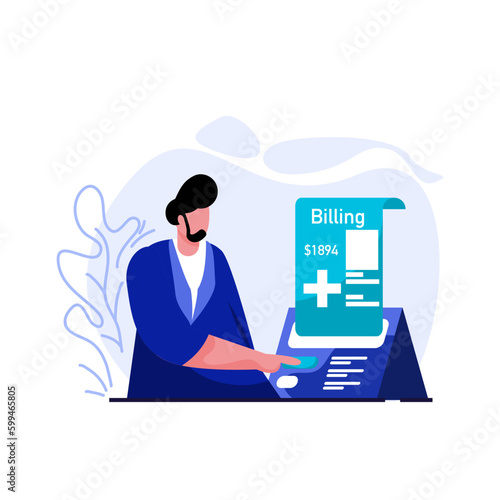 Medical Billing Flat Illustration Minimalist of Key Employees Healthcare Industry. Modern vector concepts for web page website development, mobile app