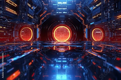 Abstract sci-fi background material,technology neon background