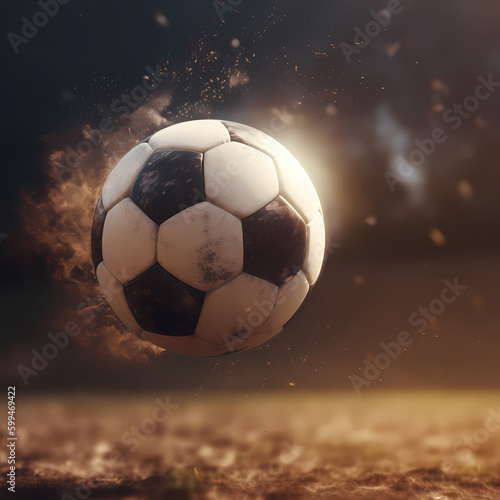 Soccer ball flying . Generative AI © premiumdesign