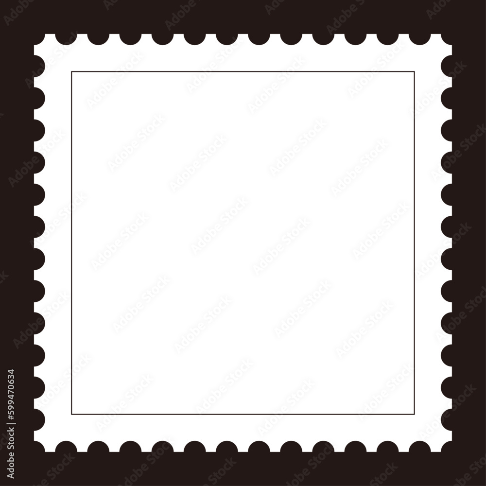 おしゃれなモノクロの切手正方形フレーム