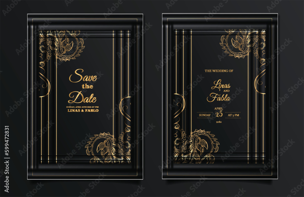 Fototapeta premium luxury elegant wedding invitation card set