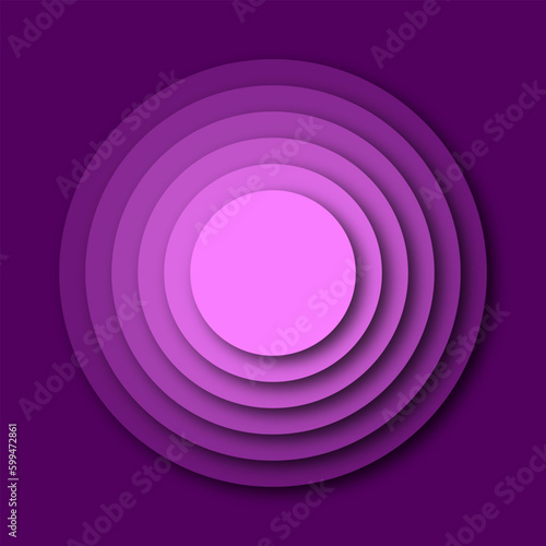 3D pink and purple paper cut circle background with ripple effect