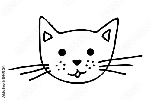 Hand drawn cat muzzle clipart. Cute pet face doodle