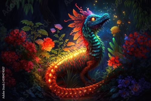 fairytale bird creature in the forest. distinct generative AI image.