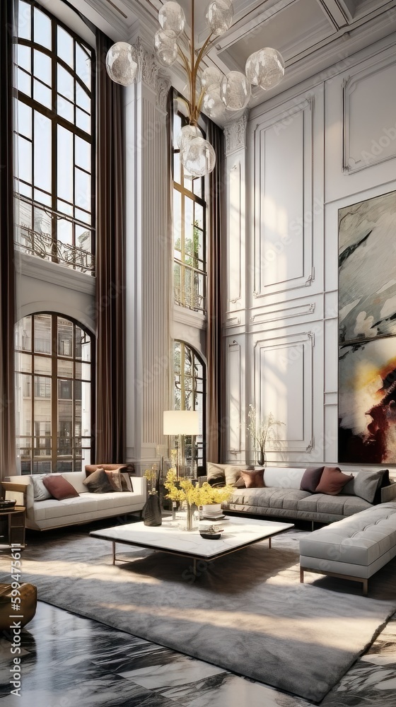 Lavish Art Deco Apartment with High Ceilings and Marble Floors 1. Generative AI