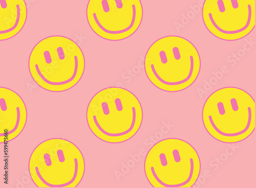 Groove Smile Patterns. Y2K  Retro Vintage Pink 
Color Background
