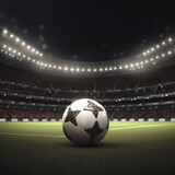 Soccer Ball at Stadium Arena when night
