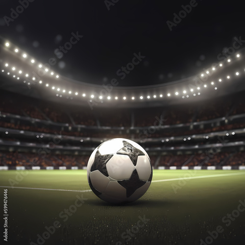 Soccer Ball at Stadium Arena when night © premiumdesign