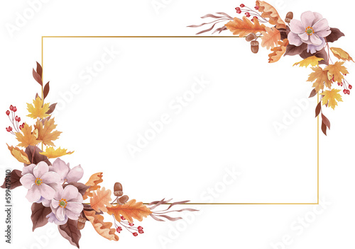 Autumn rectangle  floral frame