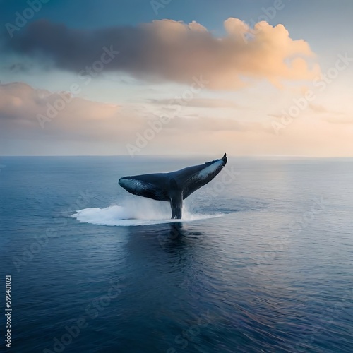 Whale breaching in the ocean © Mstluna