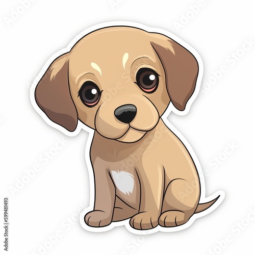 A playful and mischievous chibi Labrador Retriever sticker with a white background  exuding a sense of fun and cuteness. The chibi Labrador Retriever is depicted with an oversized head  Generative AI