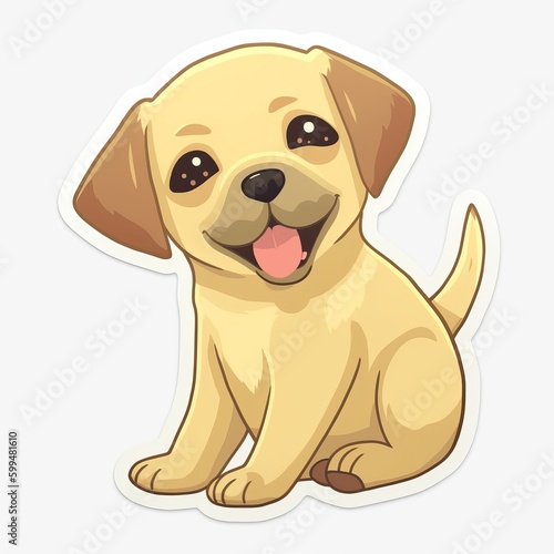 A playful and mischievous chibi Labrador Retriever sticker with a white background  exuding a sense of fun and cuteness. The chibi Labrador Retriever is depicted with an oversized head  Generative AI