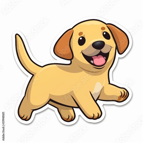 A playful and mischievous chibi Labrador Retriever sticker with a white background  exuding a sense of fun and cuteness. The chibi Labrador Retriever is depicted with an oversized head  Generative AI