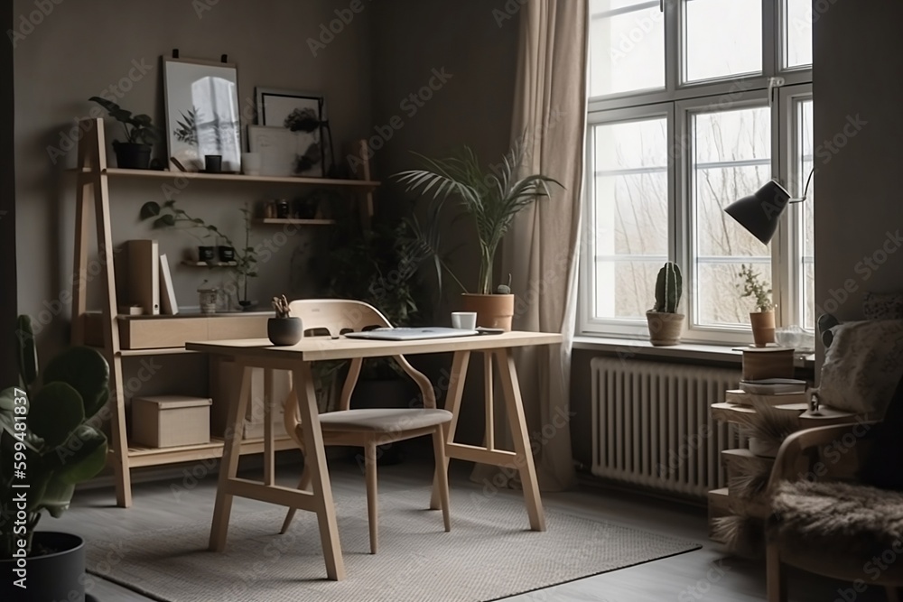 Fototapeta premium Peaceful Home Office Generative AI.