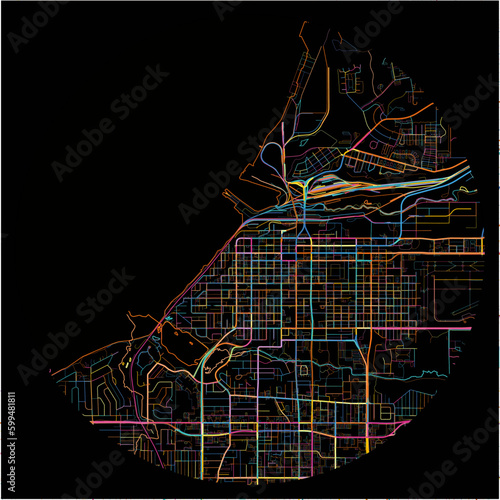 Colorful Map of Anchorage, Alaska with all major and minor roads.