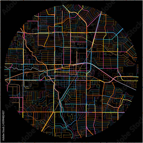 Colorful Map of Garland, Texas with all major and minor roads.
