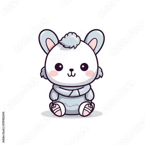 cute white rabbit doll wearing winter clothes