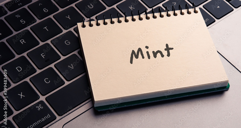 There is notebook with the word Mint.It is as an eye-catching image.