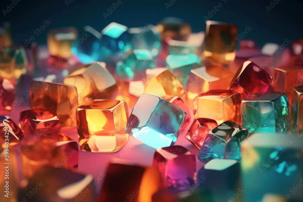 An abstract geometric background with colorful translucent glass An abstract geometric background with colorful translucent glass