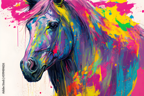 horse made out of colorful paint splatter