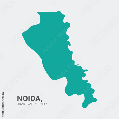 Map of Noida district, Uttar Pradesh - India on isolated grey background. Vector, Illustration.
