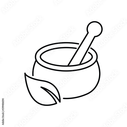 Mortar and pestle icon, Kitchen pounder vector sign, isolated on white background. vector illustration