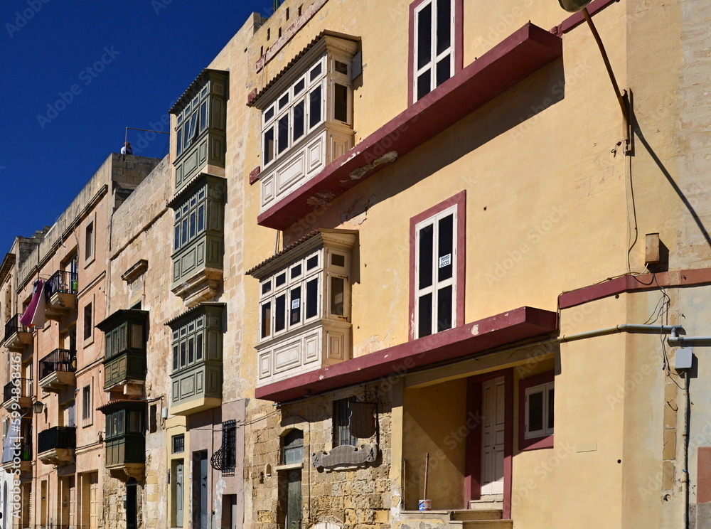 Historical Buildings in the Old Town of Valletta, the Capital of Malta