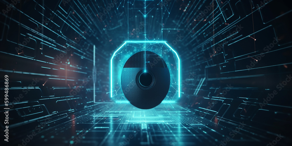 Data protection and cyber security concept with virtual glowing shield ...