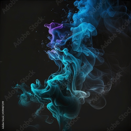 Shiney smoke puff background with a dark background. Generative ai.