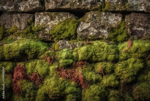moss on stone, generative ai © Кирилл Шаповал