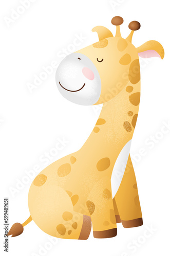 Cute little giraffe. Adorable safari animal. African animal wildlife. Funny cartoon childish character for baby shower  print  cards   invitation  clothes for newborn  wallpapers  decor