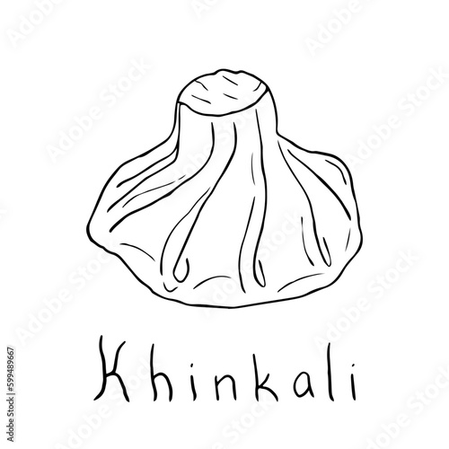 Doodle khinkali. Hand drawn vector sketch of khinkalis. Meat dumplings. National Traditional dish of Georgian cuisine