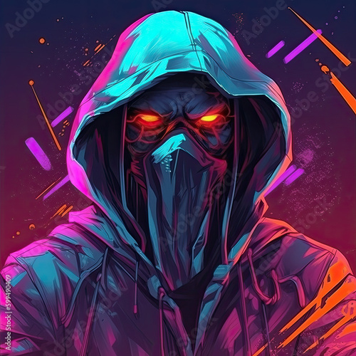 Gothic Skull Vibrant Vision Skull and Reaper in Hood streetwear style Illustration AI generated 