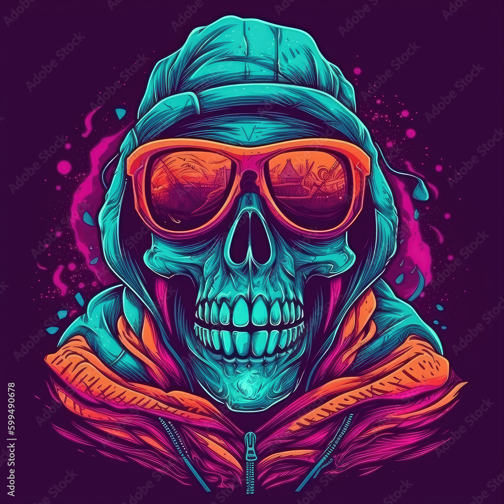 Gothic Skull Vibrant Vision Skull and Reaper in Hood streetwear style Illustration AI generated
Gothic Skull Vibrant Vision Skull and Reaper in Hood streetwear style Illustration AI generated
