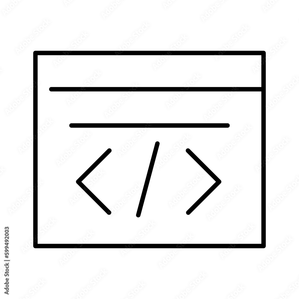 programmer developer coding code button thin line Icon outline programmer developer coding code button thin line Icon outline