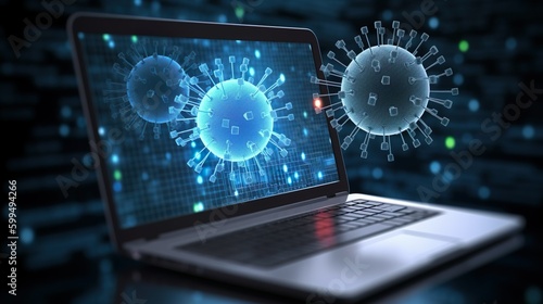 Laptop von einem Virus befallen, Sicherheit, Phishing, generative AI