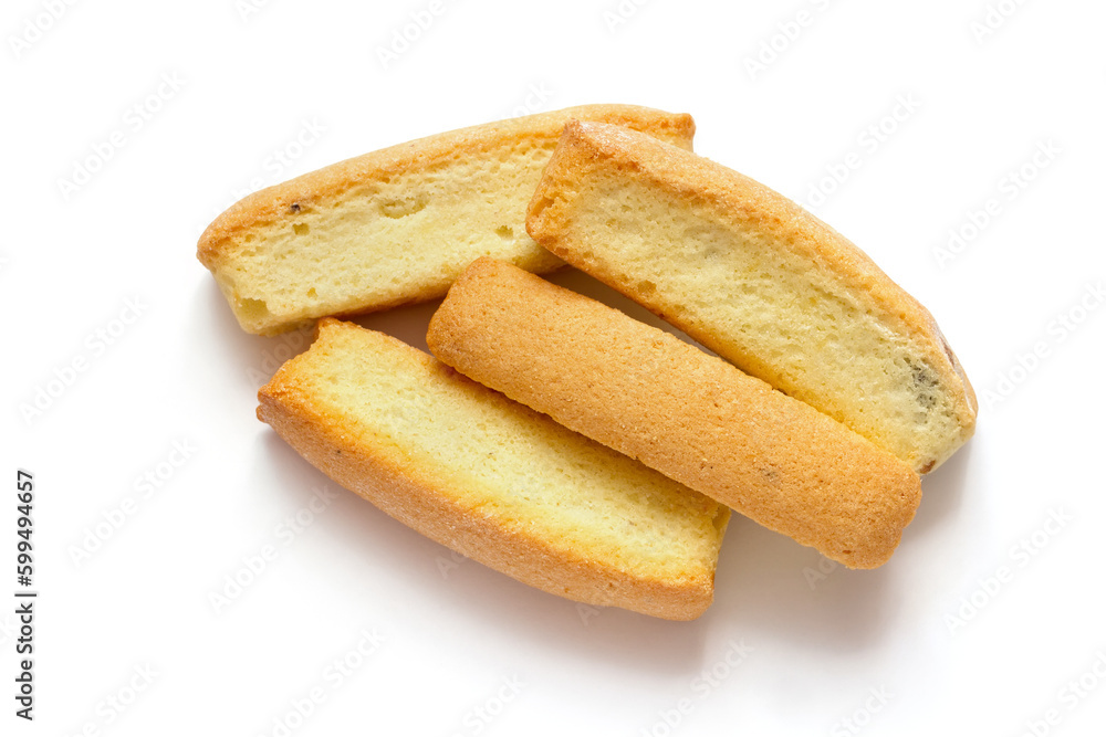 Biscuits with raisins on a white background. Sweet bread close-up. A pile of cookies on a white background.
