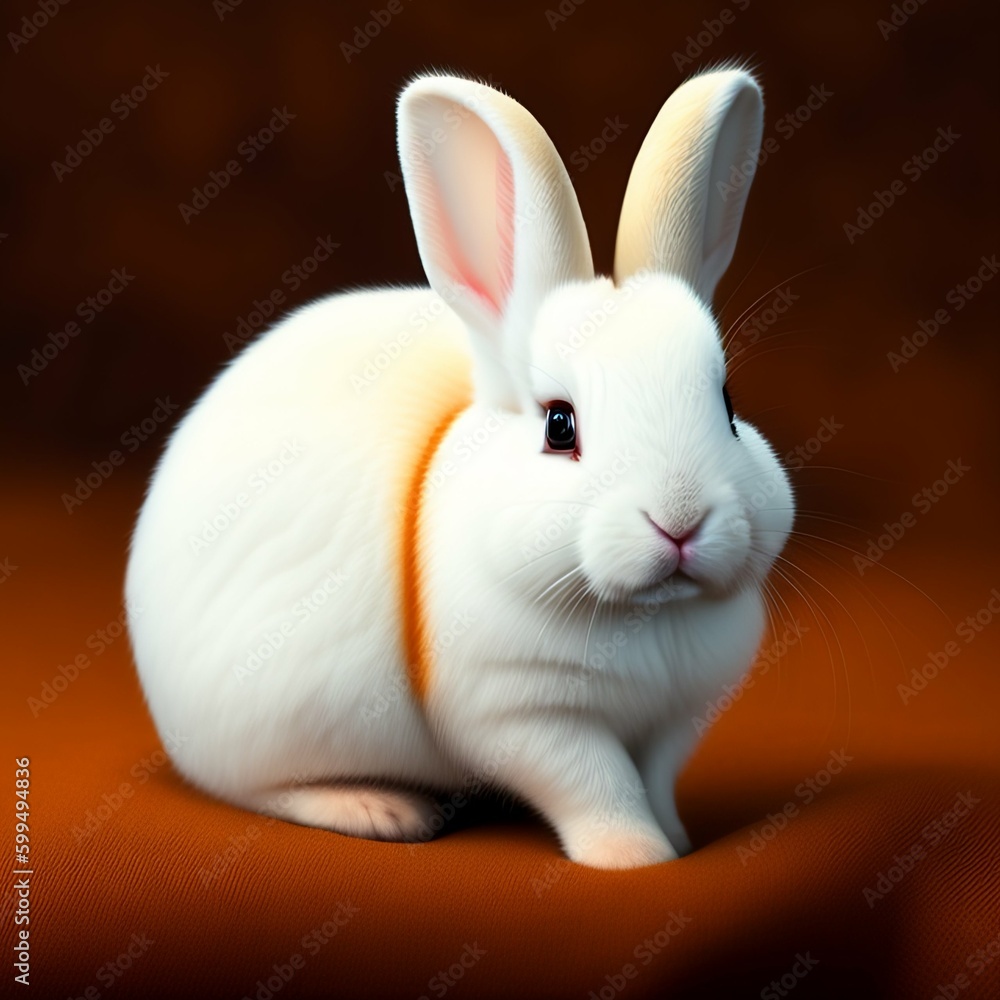 Obraz premium white rabbit on a red background