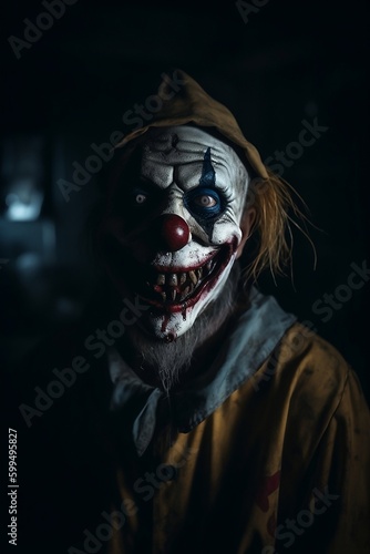A portrait of a scary clown