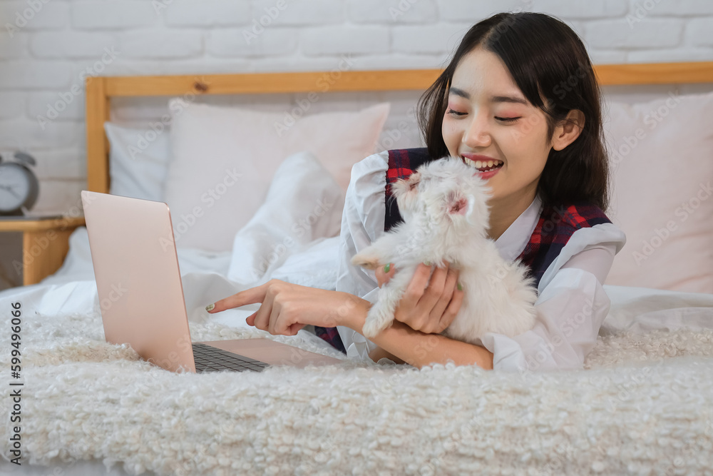 The little dog was curious and looked attentively at the laptop screen trying to figure out what its owner was pointing at. The little dog was curious and looked attentively at the laptop screen trying to figure out what its owner was pointing at.
